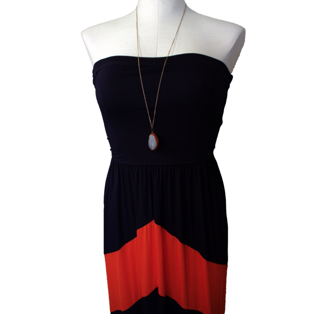 Navy & Orange Chevron Maxi Dress — Everly and Ace
